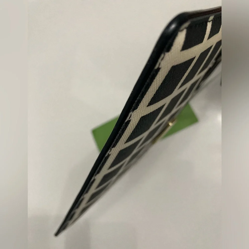 Kate Spade Laurel Way Tinie Checked Leather Wristlet, Black White, NWOT - Picture 8 of 14